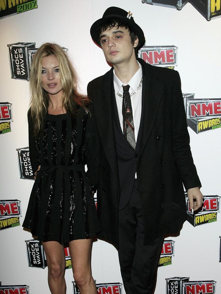 Pete Doherty with model girlfriend Kate Moss in 2007. Picture: Dave Hogan/Getty Images