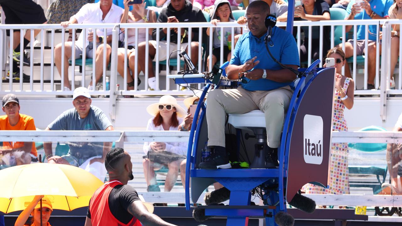 Nick Kyrgios was absolutely filthy. (Photo by Michael Reaves/Getty Images)