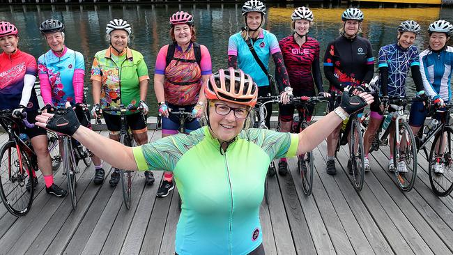 Tina McCarthy (front) founded Wheel Women Cycling. Picture: Ian Currie