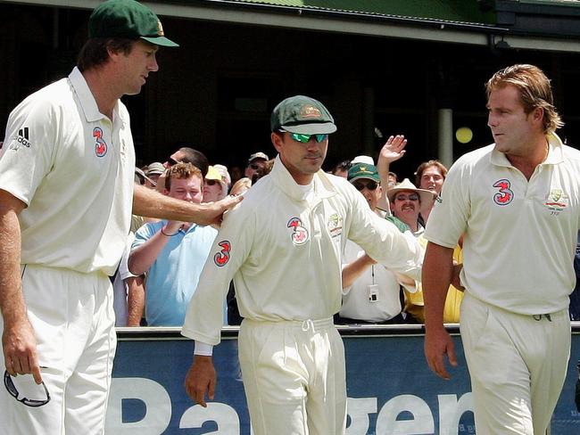 Clarke (L) was part of the Australian XI on the day that Warne (pictured), McGrath and Langer all played their final Tests. Picture: Gregg Porteous