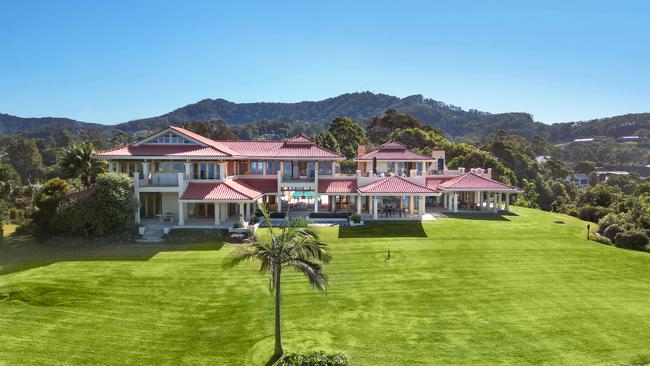 An aerial view of the Sapphire Beach home.