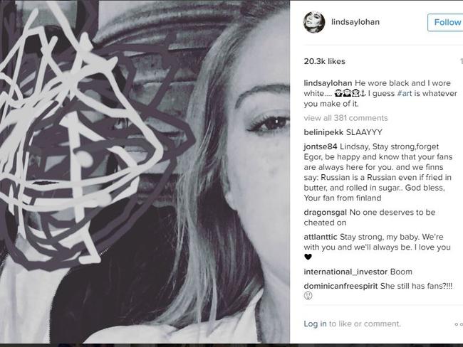 Lindsay Lohan blasted her fiance on social media. Picture: Instagram/Lindsay Lohan