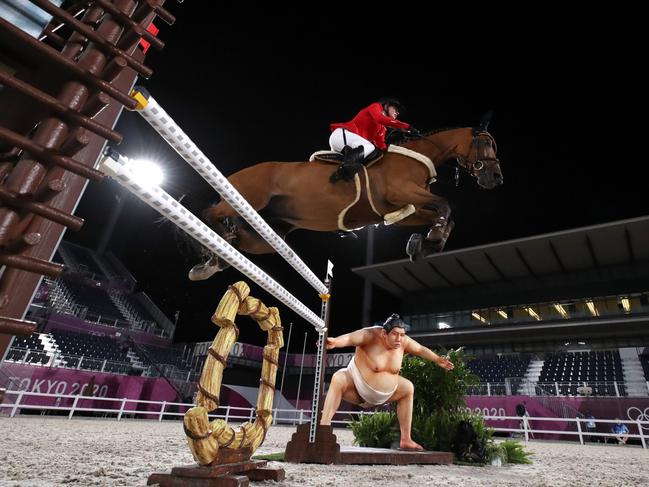 Jessica Springsteen in the individual jumping event. Picture: Getty Images