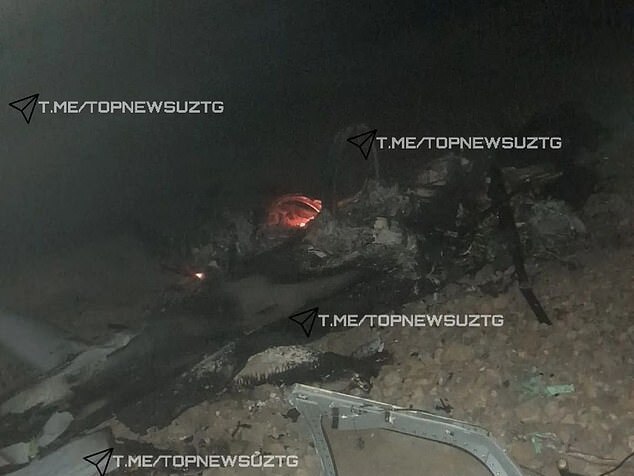 An image posted on social media that appears to show the wreckage of the Afghan military plane. Picture: Twitter