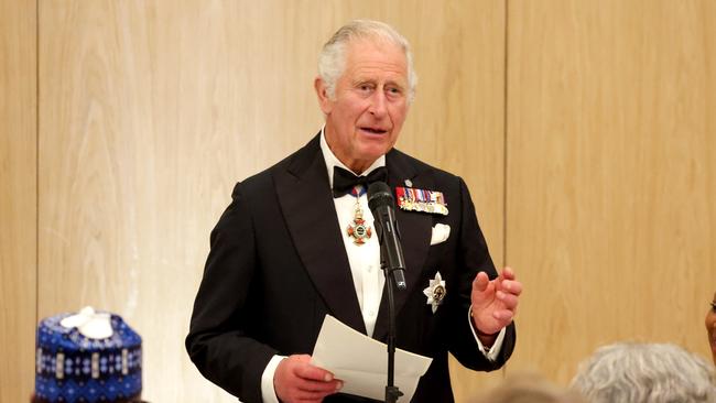 Prince Charles, Prince of Wales makes a speech at the Commonwealth Heads of Government Dinner in Kigali, Rwanda.