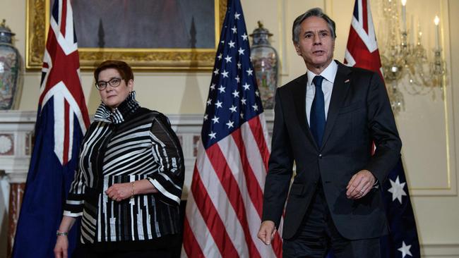 US Secretary of State Antony Blinken with Marise Payne in Washington, DC, on September 15, 2021. Picture: AFP.