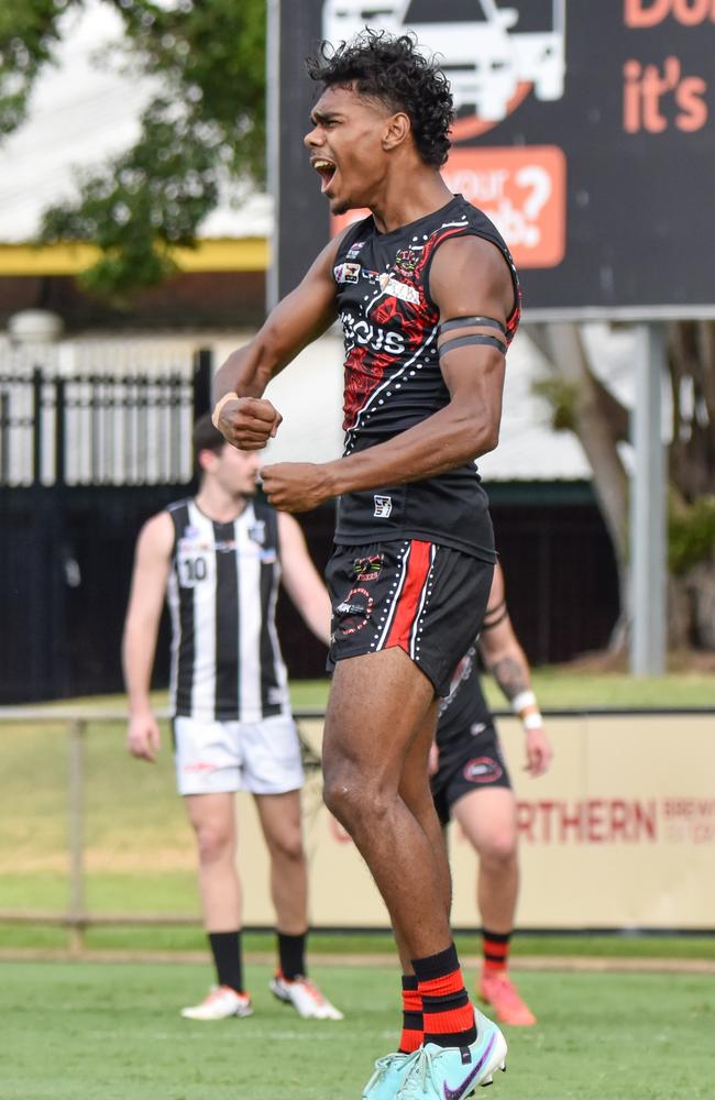 Damien Dunn has been named the Round 12 Rising Star nominee of the 2023-24 NTFL season. Picture: Tymunna Clements / AFLNT Media