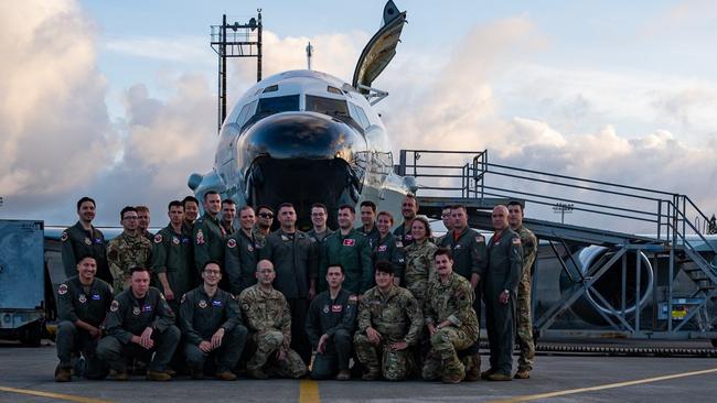 Members of the crew who took part in the first AUKUS spy mission flight.