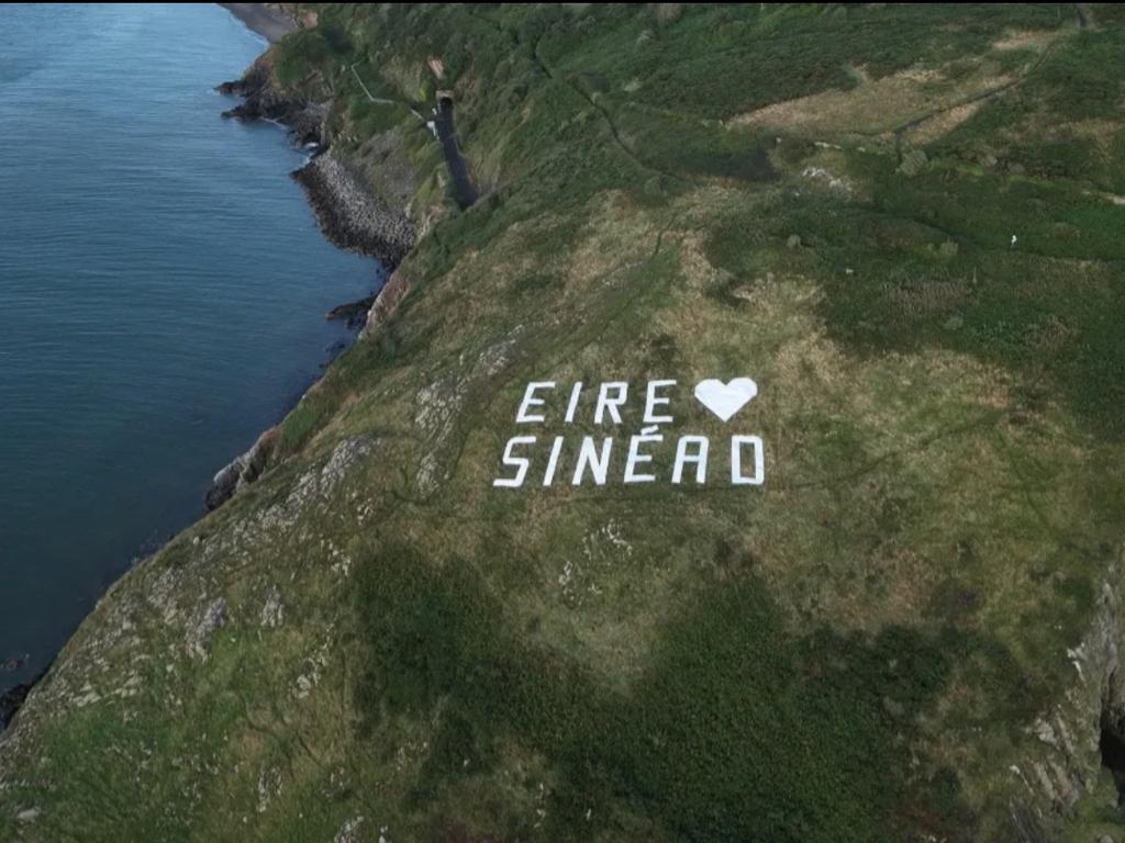 A tribute for singer Sinead O'Connor was unveiled on Bray Head, in Ireland. Picture: Supplied