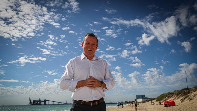 Mark McGowan on Rockingham Beach, south of Perth. Picture: Colin Murty