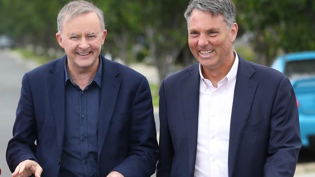 Opposition Leader Anthony Albanese, left, says his shadow ministers, such as Richard Marles, right, are likely to stay in their portfolios. Picture: Mike Dugdale