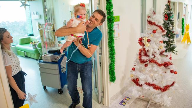 The family spent a Christmas and Ellie’s 1st birthday in hospital. Picture: Jason Edwards