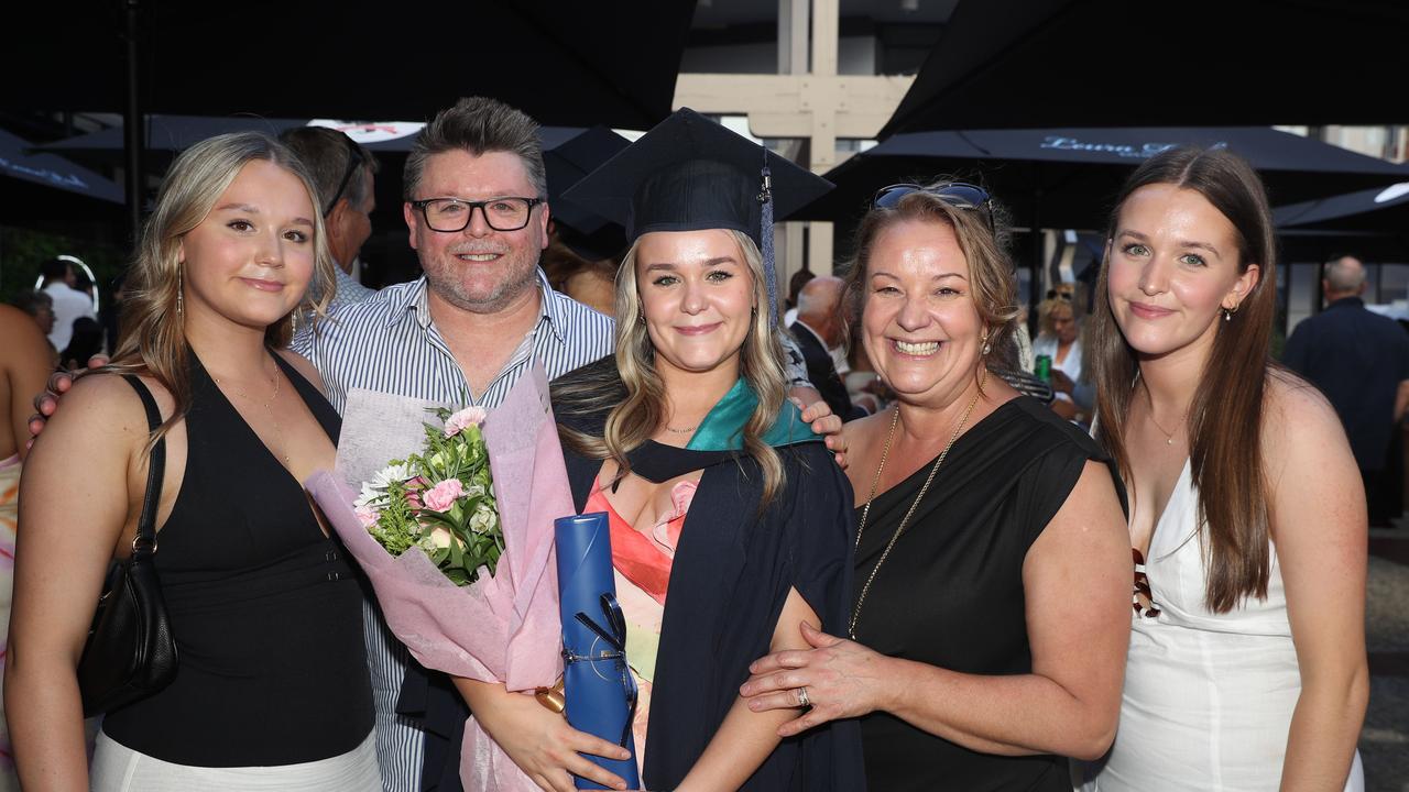 Madeline, David, graduate Charlotte, Kate and Caitlyn Brown. Picture: Alan Barber