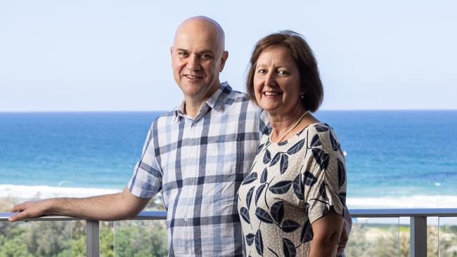 With their daughters grown up, Dr Gerrard, pictured with wife, Anthea, can devote his energy and expertise to steering Queensland through the Covid-19 Omicron surge. Picture: David Kelly