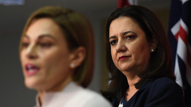 Queensland Premier Annastacia Palaszczuk and Treasurer Jackie Trad (AAP Image/Dan Peled)