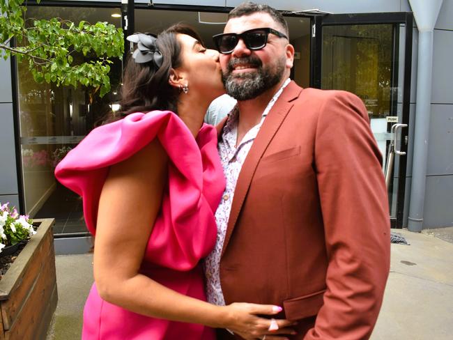 Mia Burley and Josh Burley enjoying all the action at the Ladbrokes Cranbourne Cup on Saturday, November 23, 2024. Picture: Jack Colantuono