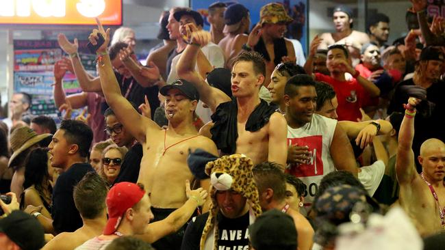 Schoolies celebrations at Surfers Paradise on the Gold Coast. Picture: Glenn Hampson