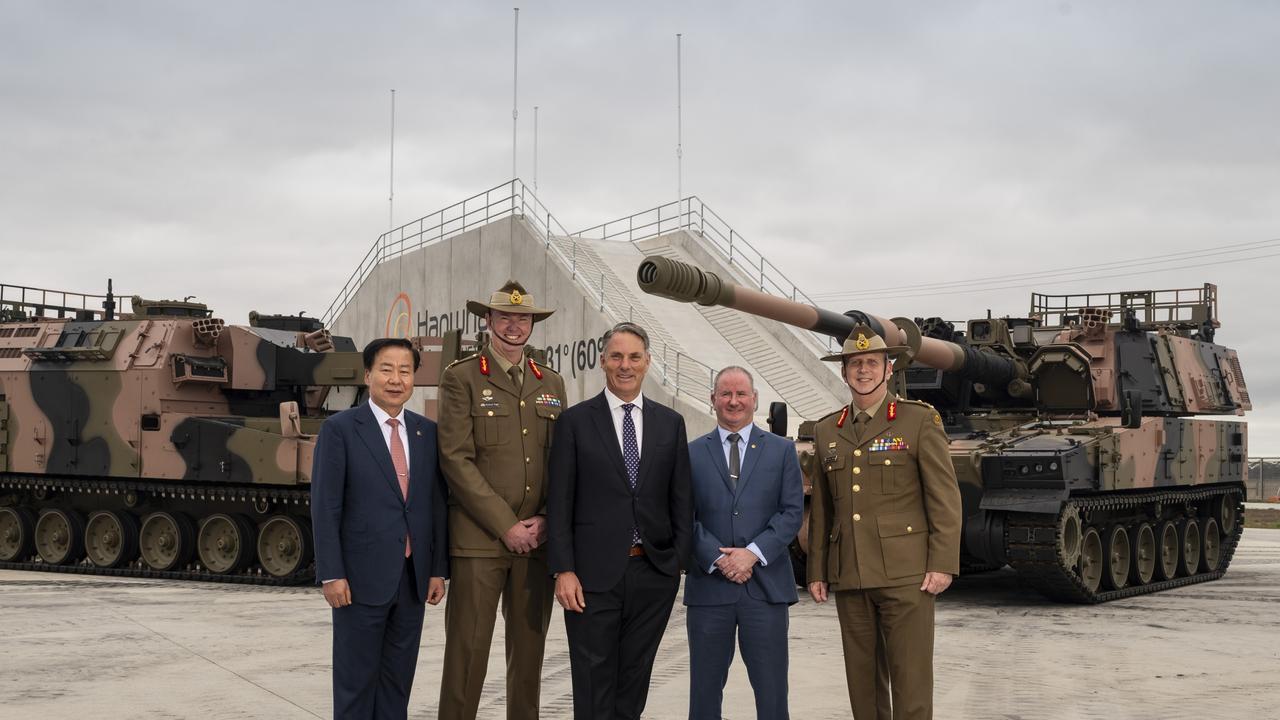 Richard Marles at the Hanwha Armoured Vehicle Centre of Excellence (H-ACE) facility in Avalon. Picture: Supplied