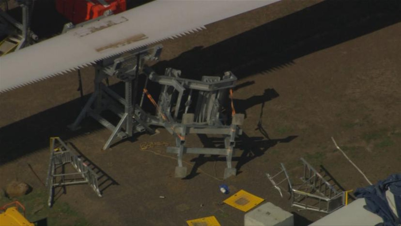 Authorities believe the turbine became dislodged before it fell. Picture: 7News,