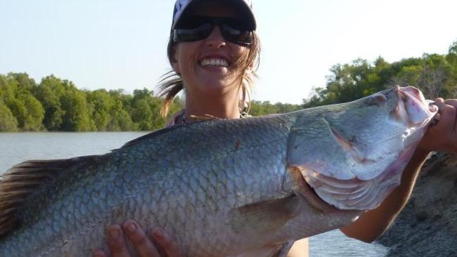 Sumara Johnson with her 88cm barra caught down the Finniss River at her favourite spot