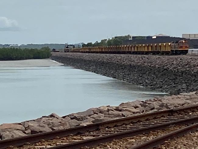 Frances Creek iron ore arriving at Darwin Harbour on Tuesday. Pictures: Supplied