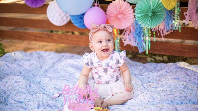 Bilby Weston’s cake smash for her first birthday. Picture: Phil Drummond