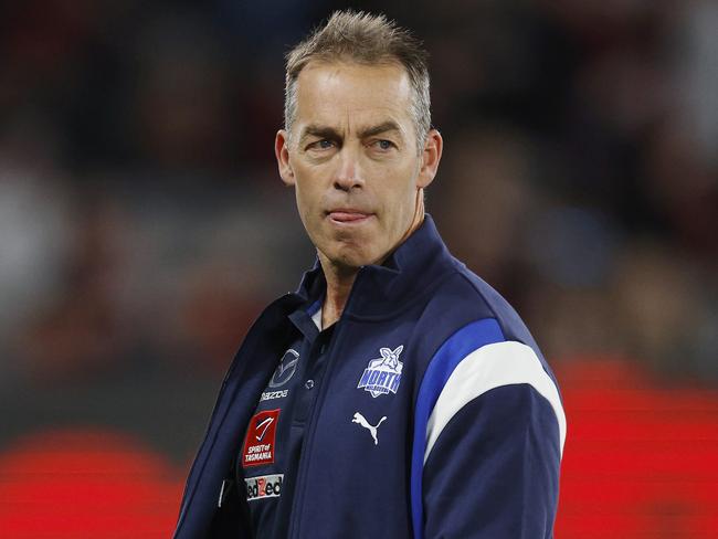 MELBOURNE , AUSTRALIA. May 19, 2024.  AFL round 10Ã  Essendon vs North Melbourne at Marvel Stadium .   Alastair Clarkson, senior coach of the Kangaroos    . Pic: Michael Klein