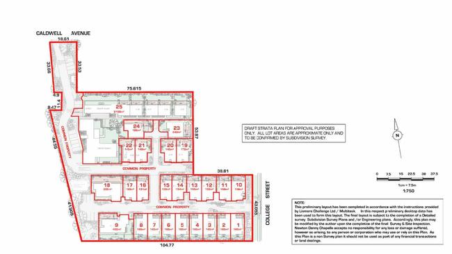 Site plan for a $6.5 million development in East Lismore. Picture: Contributed