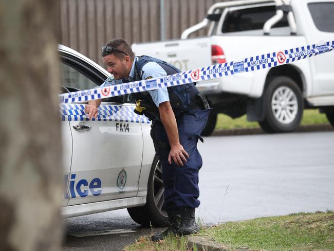 Police investigate the scene of the first home invasion at Francis St in Fairfield. Picture: David Swift