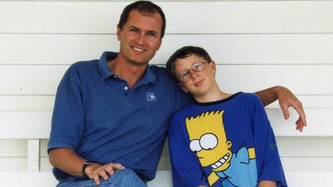 Russel with late son Bryn, who took his own life aged 16 years. Photo supplied.