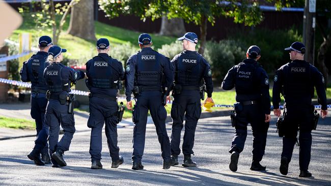 Police comb the area for evidence. Picture: Bianca De Marchi/AAP