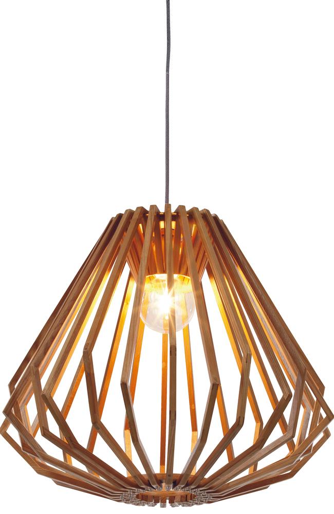 Beacon Lighting’s Stockholm Squat Wooden Flair Pendant.