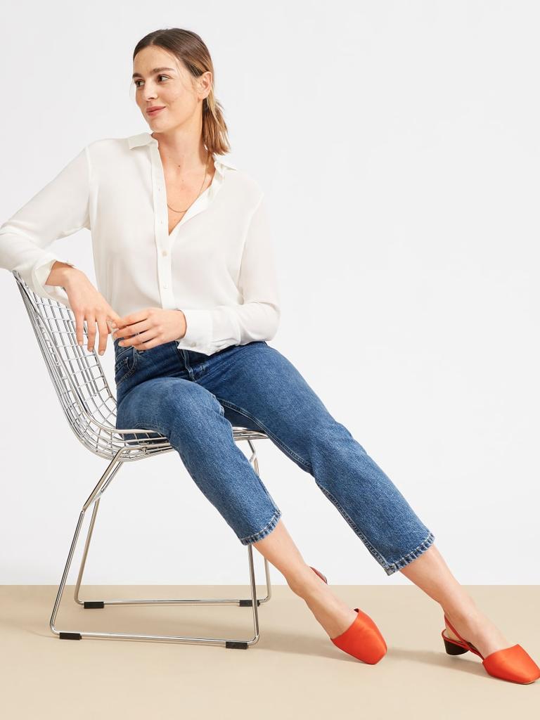 The Washable Clean Silk Relaxed Shirt Off-White – Everlane