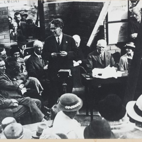 The Reverend Stanley Drummond, the founder, at the opening of the Far West Children’s Health Scheme in 1924.