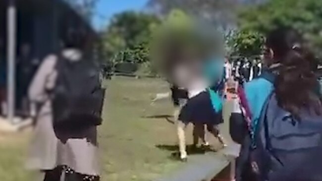 Screen grabs from schoolyard fight caught on video.