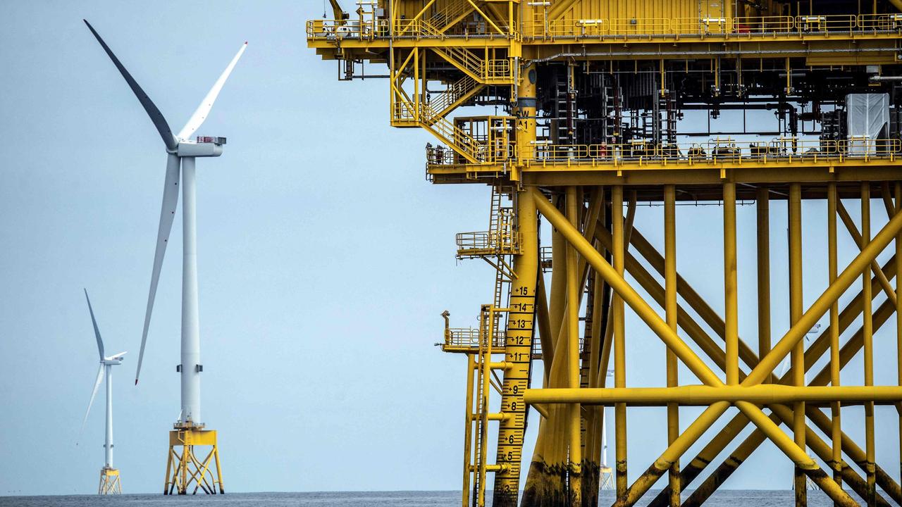 The Seagreen offshore wind farm under construction off the coast of Scotland. In Australia, Victoria is the most ambitious state in its plans to tap into the renewable energy source. Picture: AFP