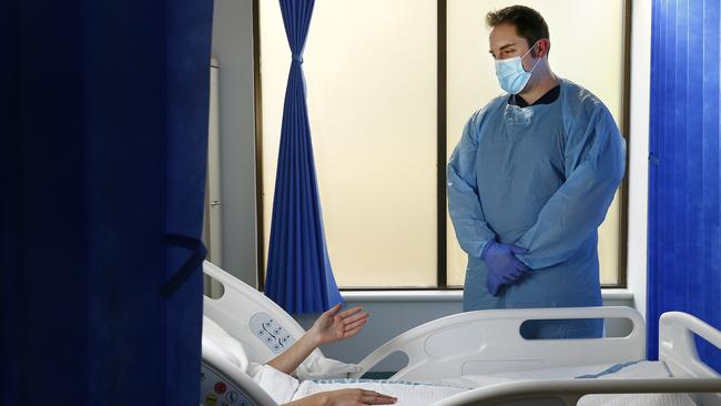 Clinical nurse educator Michael Breeze devised the COVID-19 response and safety procedures for staff on his ward at Prince of Wales Hospital. Picture: John Appleyard