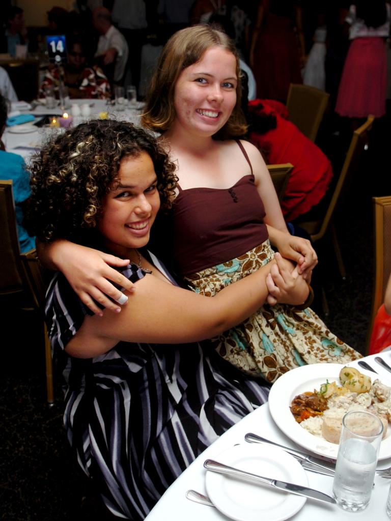 Jessie Bonson and Anna Lemon at the 2009 St John’s Catholic Senior College formal. Picture: NT NEWS