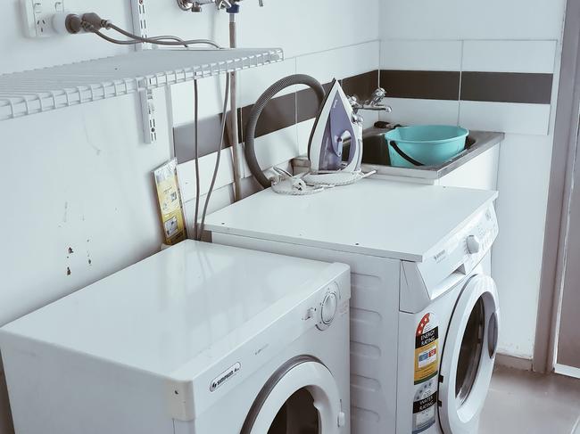 Mum Katy Thomas shows off her Bunnings laundry makeover.