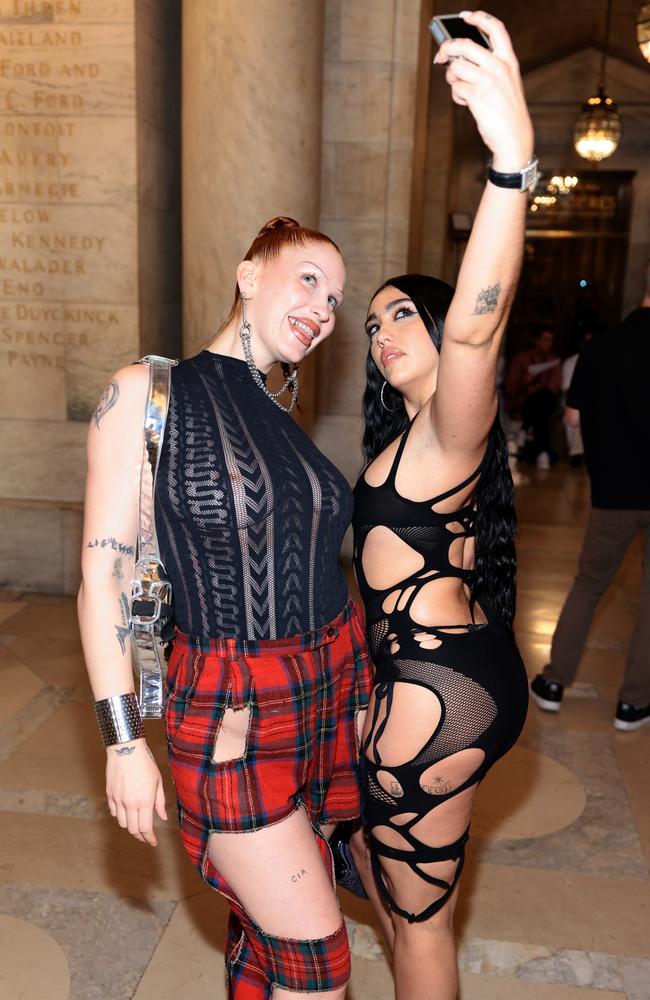 Lourdes sat front row with musician Eartheater. Picture: Dimitrios Kambouris/Getty Images for Marc Jacobs