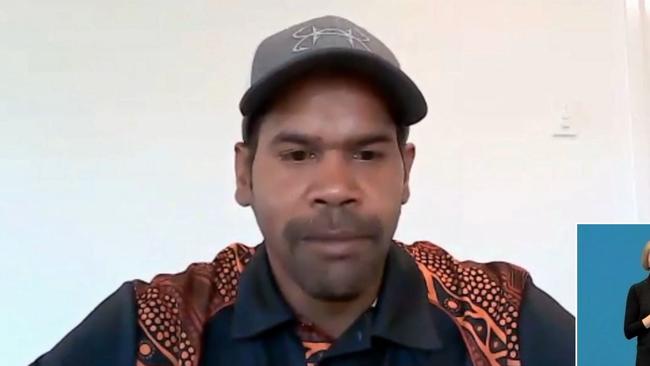 Mudge Bedford appearing before the Disability Royal Commission from Fitzroy Crossing. Picture: Disability Royal Commission