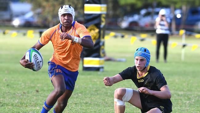 Marist College player Floyd Aubrey. AIC schools rugby. Marist College Ashgrove v St Laurence's College at Crawford Oval at Runcorn. Saturday May 18, 2019. (AAP image, John Gass)