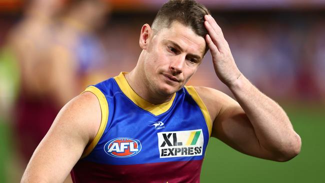 Dayne Zorko of the Lions leaves the field after losing to the Demon . (Photo by Chris Hyde/Getty Images)