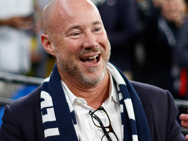 MELBOURNE, AUSTRALIA - MARCH 14: Carlton President Luke Sayers celebrates during the 2024 AFL Round 01 match between the Carlton Blues and the Richmond Tigers at the Melbourne Cricket Ground on March 14, 2024 in Melbourne, Australia. (Photo by Michael Willson/AFL Photos via Getty Images)