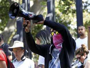 A protester is seen during a "Straight Lives Matter" rally held in Darlinghurst, Sydney, Saturday, September 23, 2017. (AAP Image/Danny Casey) NO ARCHIVING. Picture: DANNY CASEY