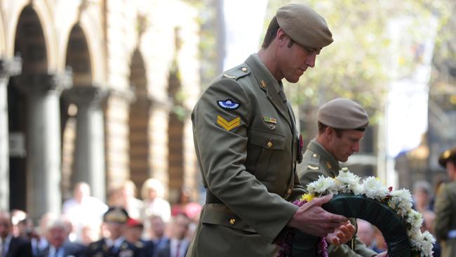 Mr Roberts-Smith laying a wreath in Sydney after being awarded the Victoria Cross, an accolade he says painted a target on his back within the SAS. Picture: AAP, Dean Lewins