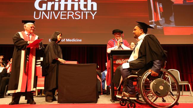 Dinesh Palipana graduating from Griffith School of Medicine. Picture: Mike Batterham