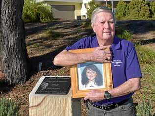 Denis Morrissey at the memorial for his granddaughter Jayde Kendall in Gatton. It has been four years since her death. Picture: Lachlan McIvor