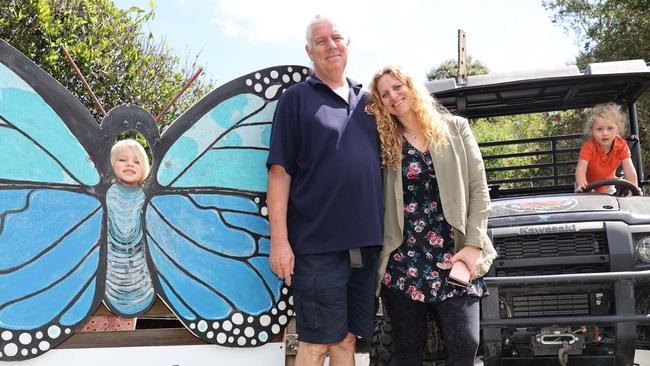 Coffs Harbour Butterfly House owners Troy and Verne Saville, pictured with two of their children, were onsite when the would-be thieves seemingly got cold feet.