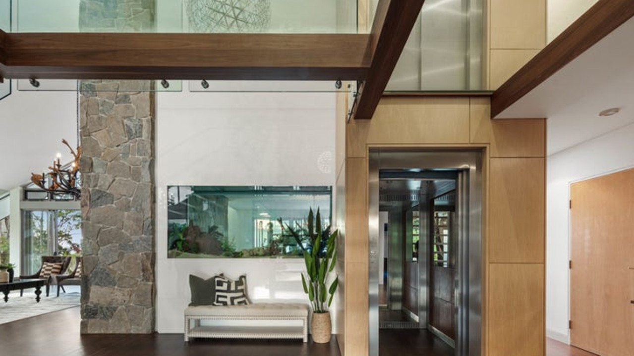 A lift connects the home’s three levels